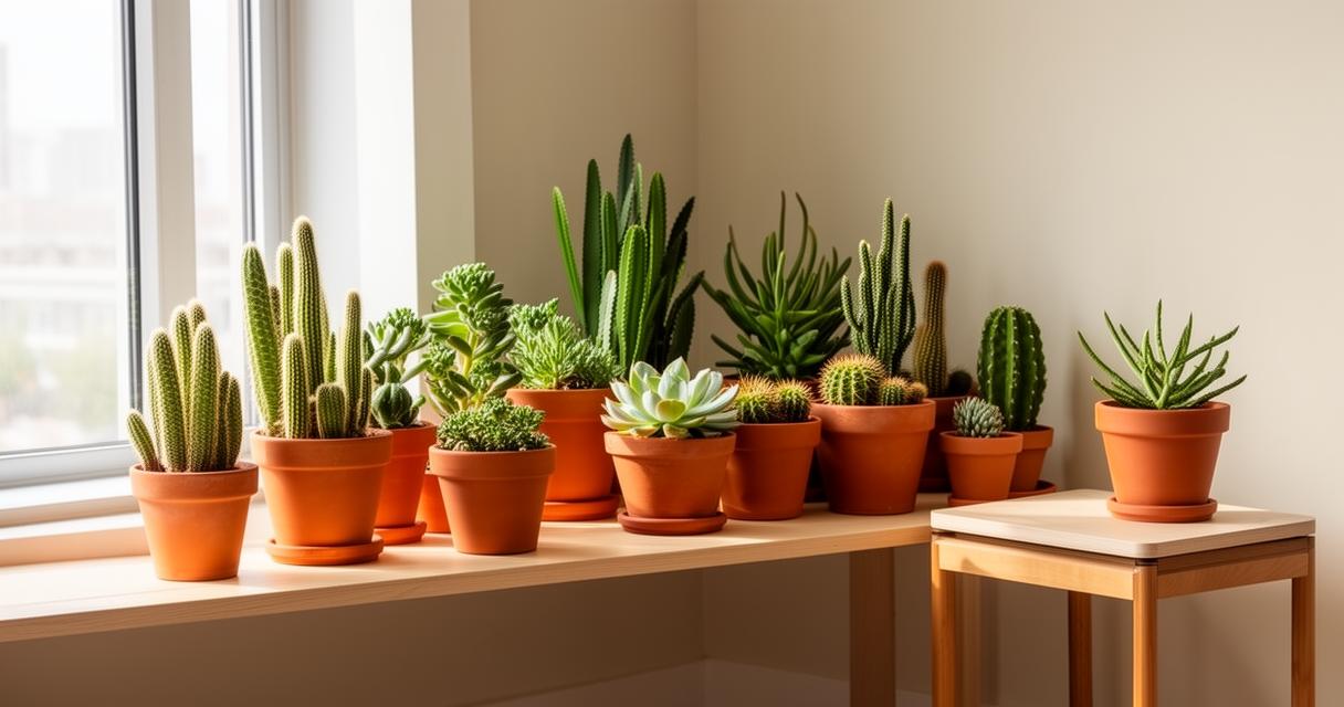 Decoration Interieur Plante : Cactus, Succulentes et Plantes Grasses en pots terracotta – Guide pour équilibrer nature et design
